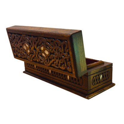 Handgefertigte Luxus-Schatulle aus Damaskus – Perlmutt & Samt