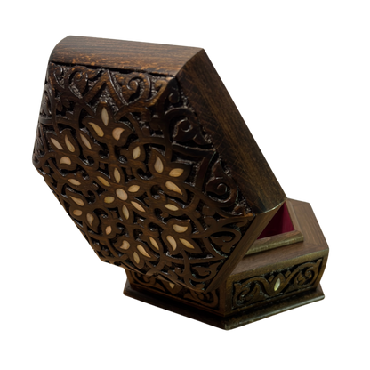 Caja Tallada a Mano de Lujo – Nácar y Elegancia en Terciopelo