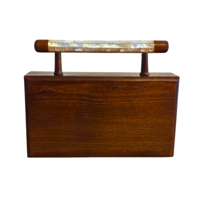 زنوبيا – حقيبة يد دمشقية فاخرة من الجوز مطعّمة بالصدف و مبطنة بالبروكار