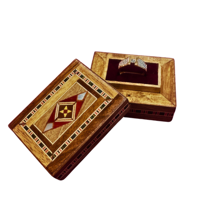 Caja de Anillo en Mosaico Artesanal de Damasco – Arte Tradicional y Terciopelo