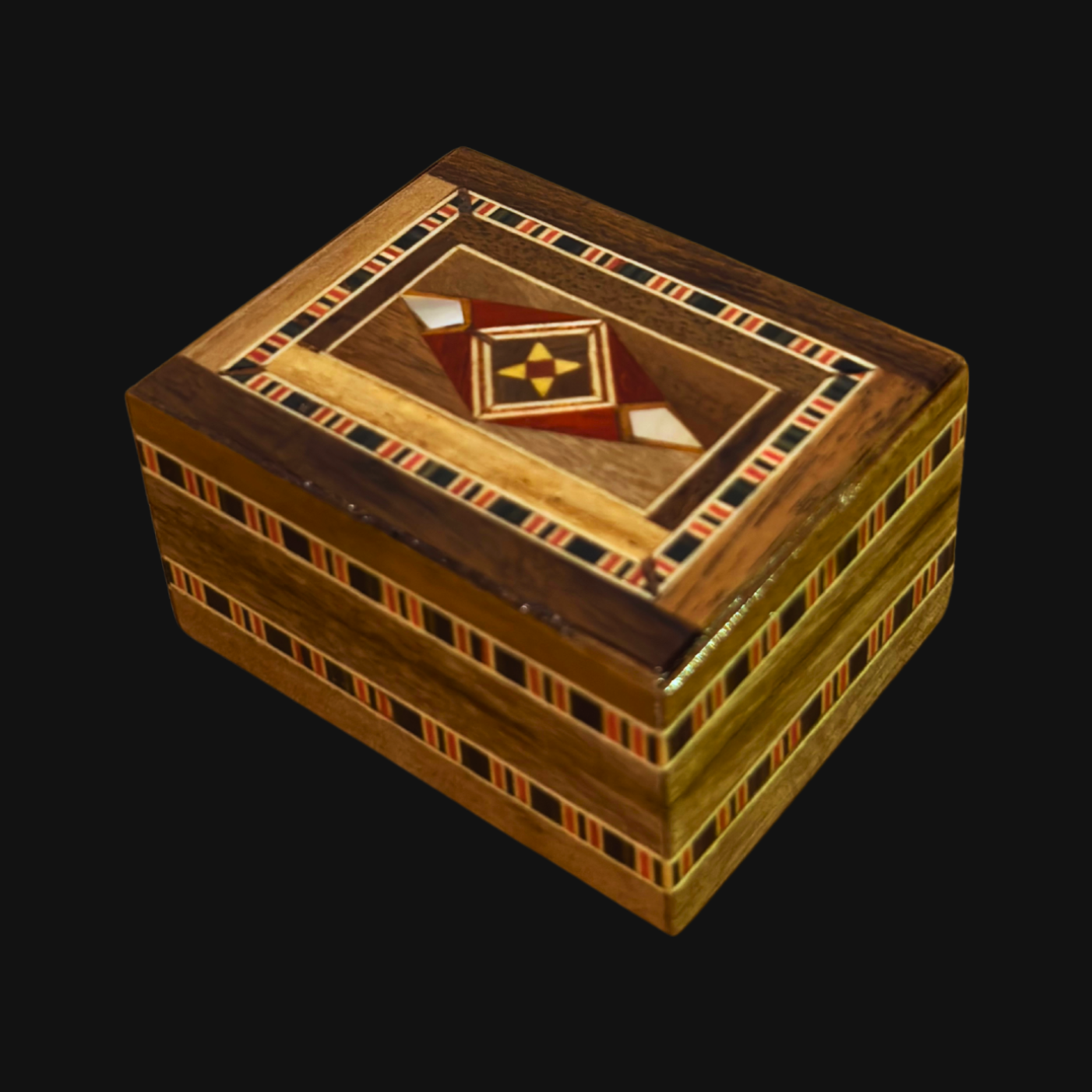 Caja de Anillo en Mosaico Artesanal de Damasco – Arte Tradicional y Terciopelo