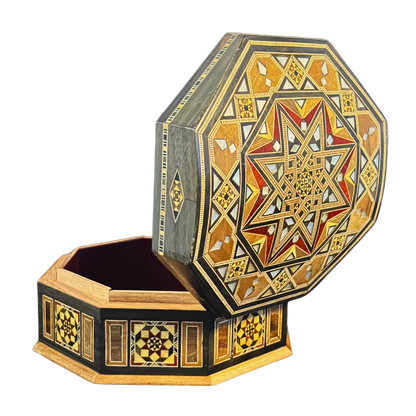 Caja de Mosaico Damasceno Hecha a Mano – Nácar y Terciopelo