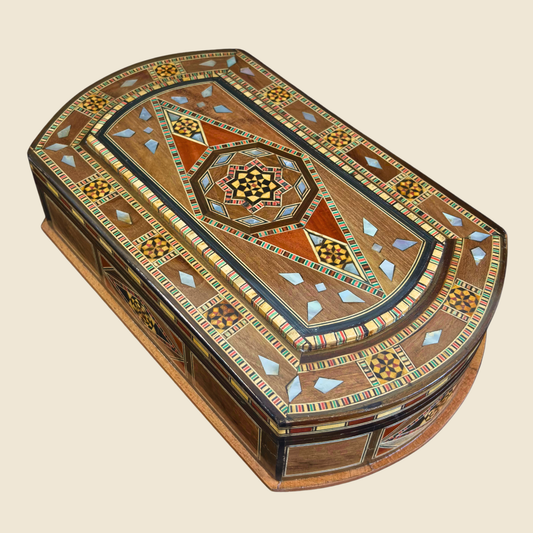 Elegante Caja de Mosaico Artesanal de Damasco – Arte y Terciopelo