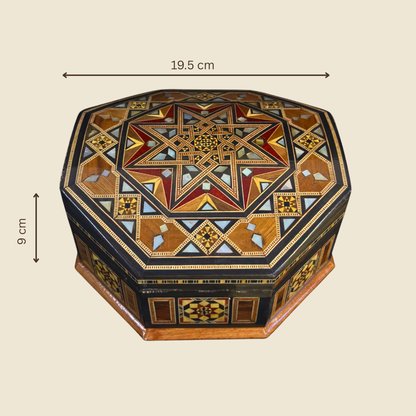 Caja de Mosaico Damasceno Hecha a Mano – Nácar y Terciopelo