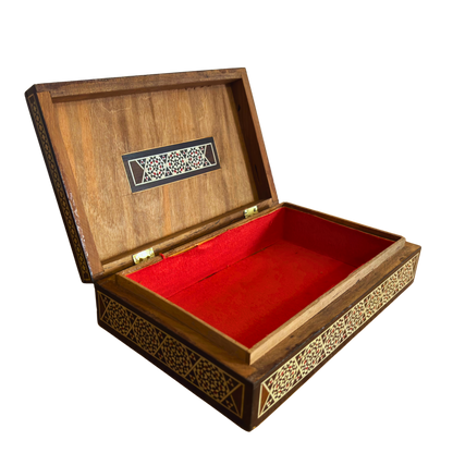 Rara Caja de Mosaico Camello Vintage 1970 – Arte Oriental Damasceno Hecho a Mano con Incrustación de Perla