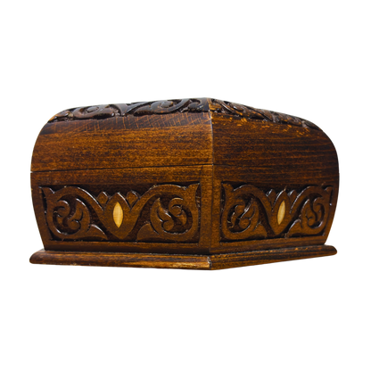 Caja Tallada a Mano de Lujo – Nácar y Elegancia en Terciopelo