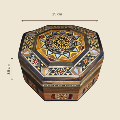 Caja de Mosaico Damasceno Hecha a Mano – Nácar y Terciopelo