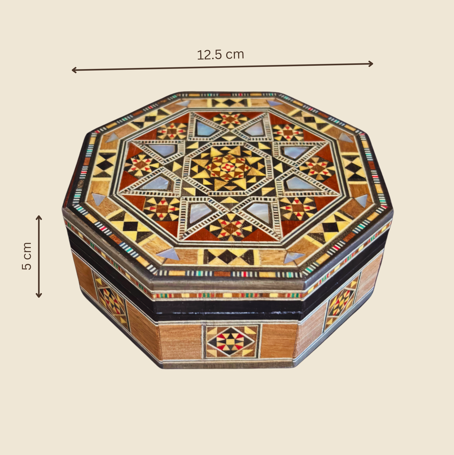 Scatola Artigianale in Mosaico Damasceno – Madreperla e Velluto