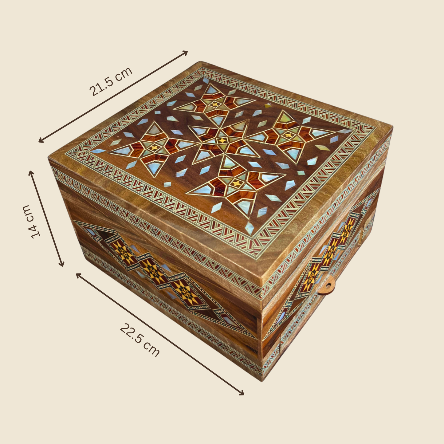 Caja de Relojes de Mosaico Damasceno para 6 Relojes – Nácar y Terciopelo