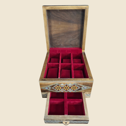 Caja de Relojes de Mosaico Damasceno para 6 Relojes – Nácar y Terciopelo