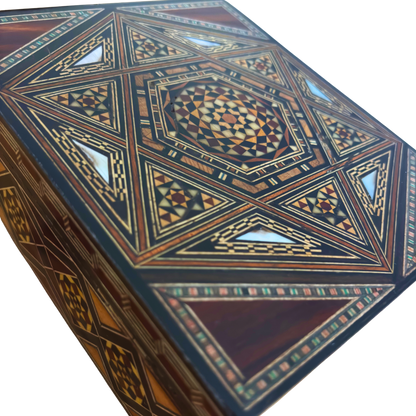 Caja de Mosaico Damasquino Refinada por el Maestro Gaby Al Dayeh – Nácar y Terciopelo