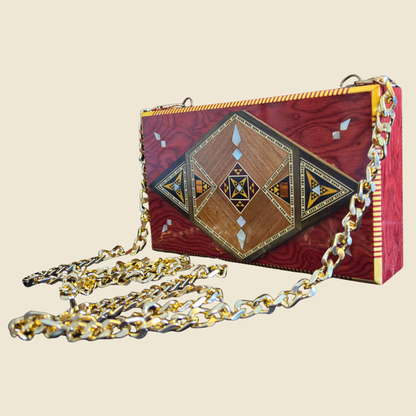 Clutch de Mosaico Damasceno de Lujo con Nácar e Interior de Brocado