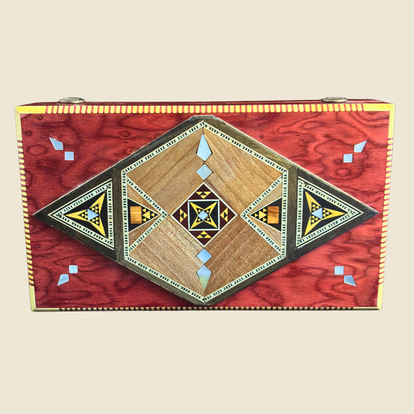 Clutch de Mosaico Damasceno de Lujo con Nácar e Interior de Brocado