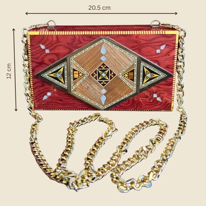 Clutch de Mosaico Damasceno de Lujo con Nácar e Interior de Brocado