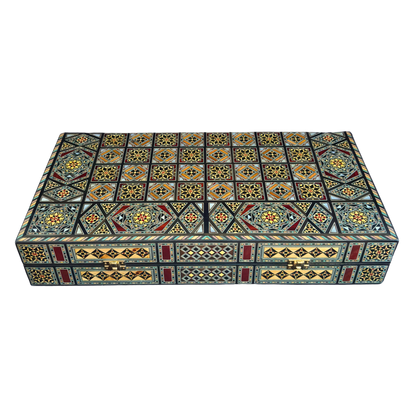 Juego de Ajedrez y Backgammon Patrimonial – Artesanía Damascena en Mosaico