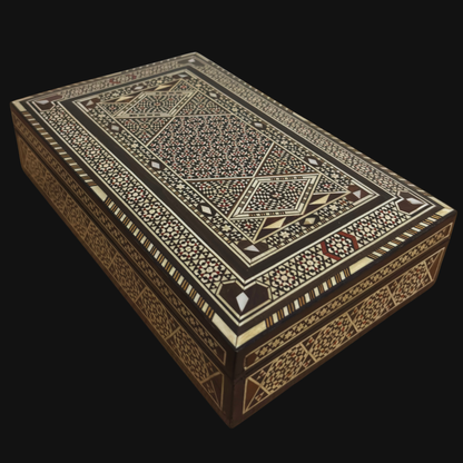 Caixa Damasquina Vintage 1970 – Tesouro de Madeira Artesanal