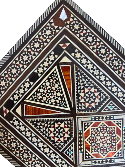 Caja de Joyero de Mosaico Damasceno Vintage 1970 – Incrustación Oriental Hecha a Mano con Nácar