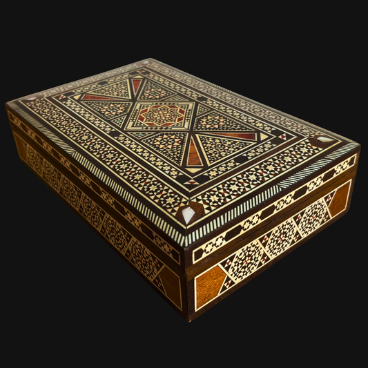 Vintage 1970 Damascene Jewelry Box – Mother of Pearl Inlay Art