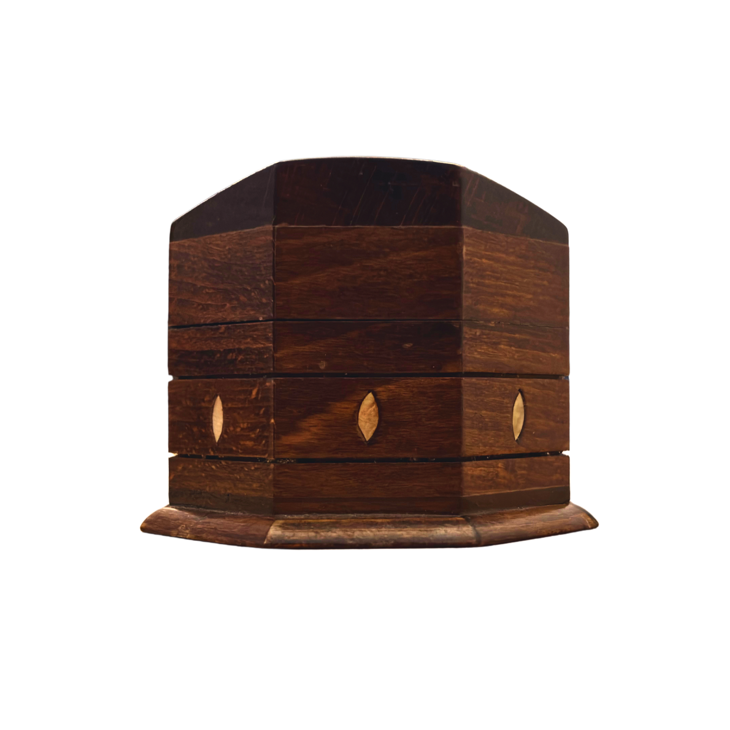 Caja de Haya Tallada a Mano con Nácar – Elegancia en Acabado Nogal