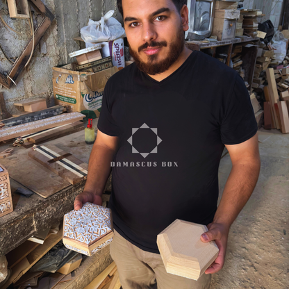 Damasceense Sieradendoos – Handgemaakt met Parelmoer in Warme Terracotta Tint