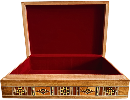 Elegante caja grande de mosaico – Cofre de madera hecho a mano para joyas y recuerdos con forro de terciopelo