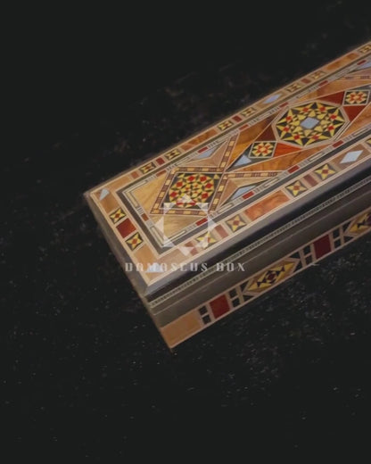 Şam Mozaik Kalem, Takı ve Tesbih Kutusu – Sedef Kakmalı El Yapımı