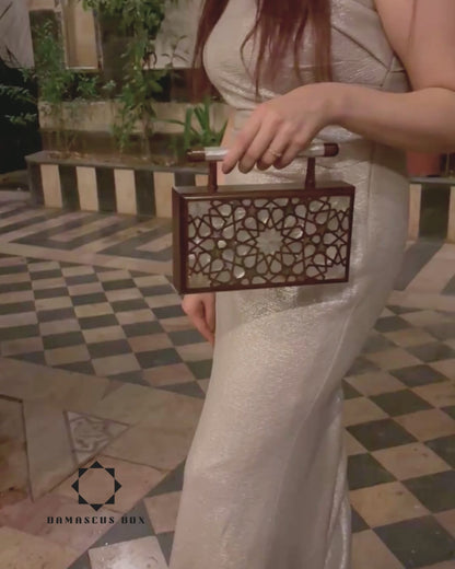 La Estrella Celestial – Bolso Damasquino de Nogal con Nácar Hecho a Mano