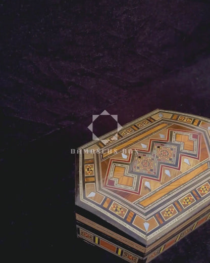 Caja de Mosaico Damasceno Hecha a Mano – Nácar y Terciopelo