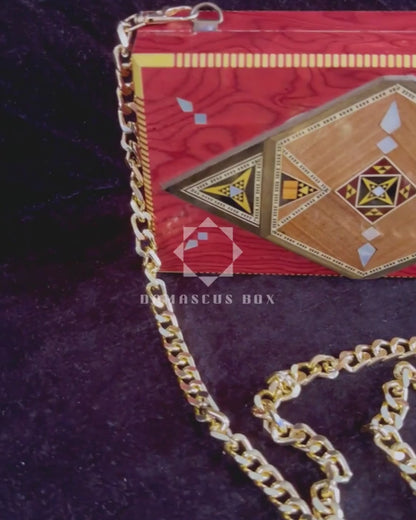 Clutch de Mosaico Damasceno de Lujo con Nácar e Interior de Brocado